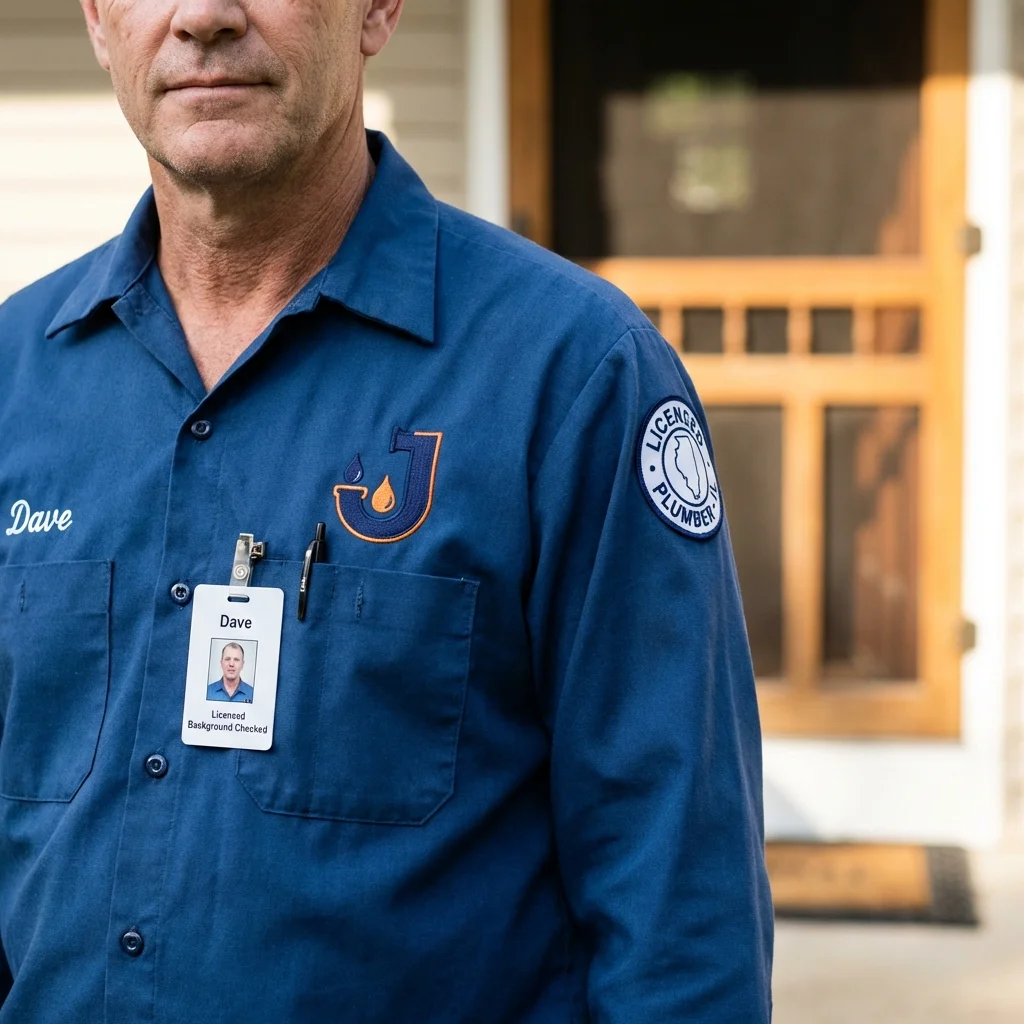 Licensed plumber showing ID badge in Port Aransas, TX