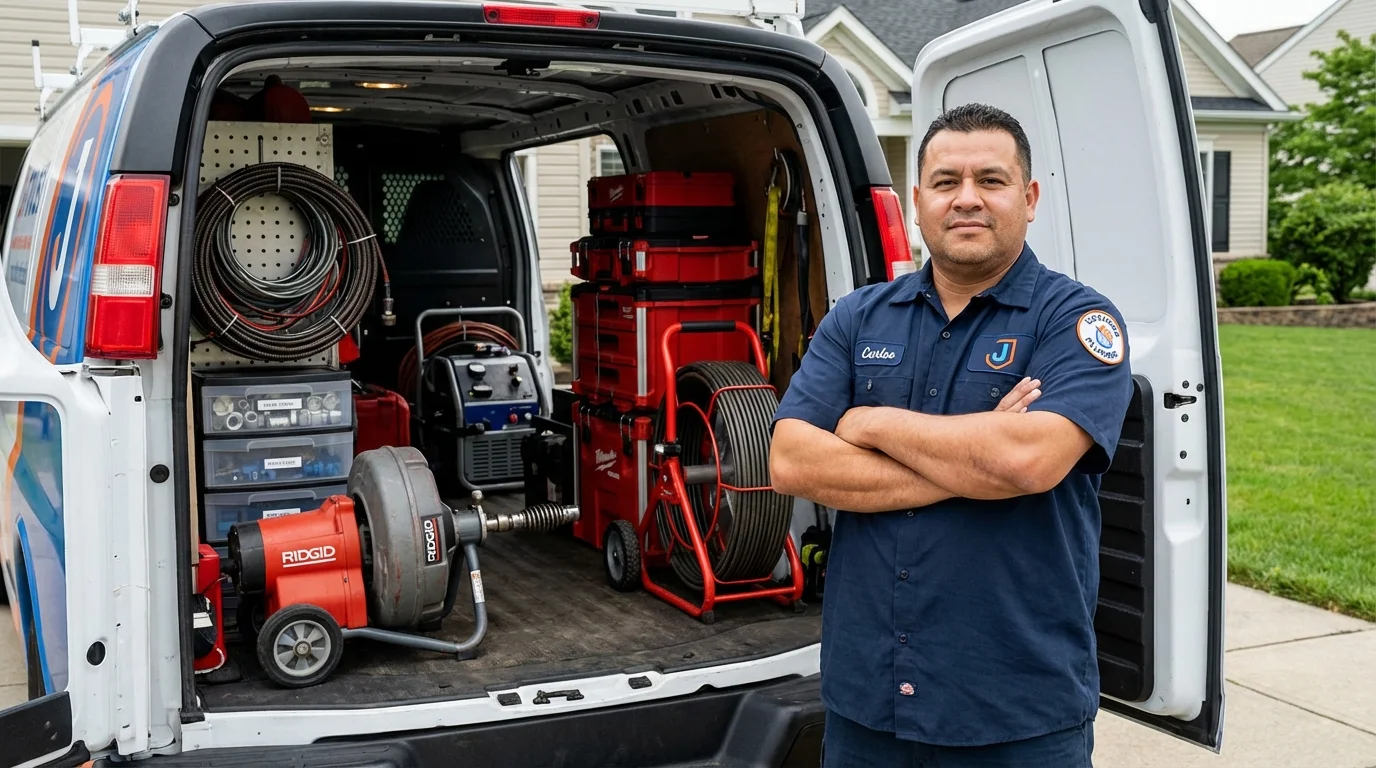 Professional drain cleaning equipment and Johns Plumbing LLC plumber in Port Aransas