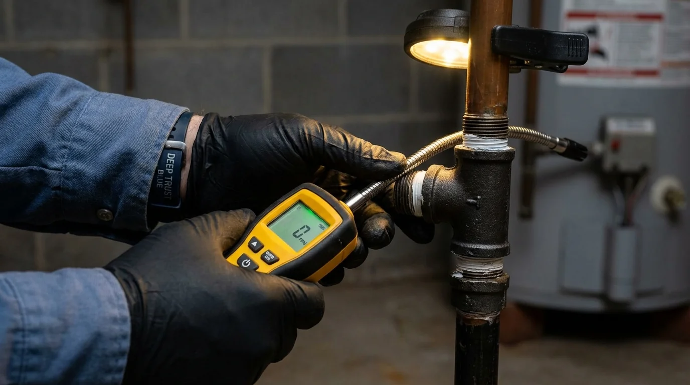 Gas leak detection with electronic sniffer by Johns Plumbing LLC in Port Aransas