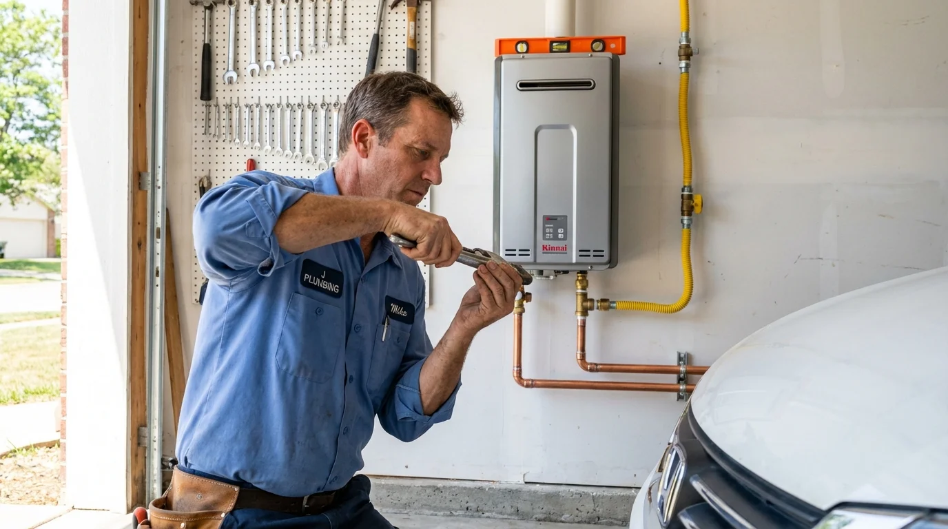 Tankless water heater installation by a Johns Plumbing LLC plumber in Port Aransas