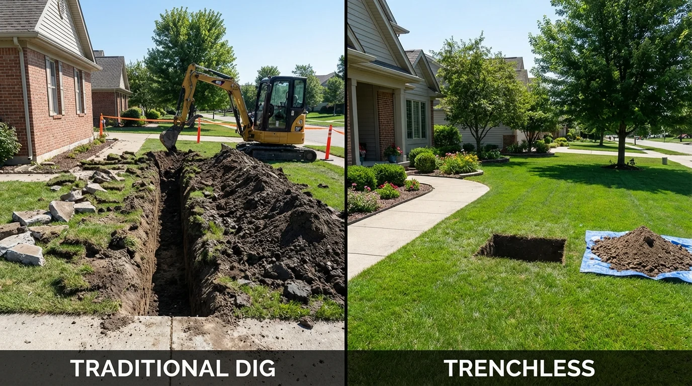 Trenchless sewer repair with minimal yard damage versus traditional excavation in Port Aransas, TX